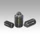 Spring plungers with slot and thrust pin, steel, with thread lock