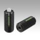 Spring plungers with hexagon socket and POM thrust pin, light spring force, with thread lock