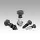 Indexing plungers, steel or stainless steel with plastic mushroom grip and cap, inch