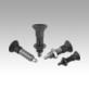 Indexing plungers, steel or stainless steel, without collar, with plastic mushroom grip and extended indexing pin, inch