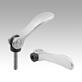 Cam levers, stainless steel with internal or external thread, plastic thrust washer and stainless steel stud - inch