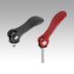 Cam levers, aluminium, with external thread, plastic/metal thrust washer and steel or stainless steel stud