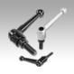 Clamping levers, die-cast zinc, with external thread, black and silver, threaded insert black oxidised steel - inch