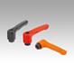 Clamping levers, die-cast zinc, flat with internal thread, threaded insert black oxidised steel, inch