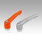 Clamping levers, die-cast zinc with internal thread, threaded insert blue passivated steel