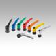 Clamping levers, die-cast zinc with internal thread and clamping force intensifier, threaded insert black oxidised steel