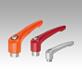 Clamping levers, die-cast zinc with internal thread, satin finish, threaded insert stainless steel