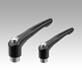 Clamping levers with internal thread and protective cap, steel parts stainless steel, satin finish - inch