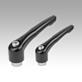Clamping levers with internal thread, steel parts stainless steel, satin finish - inch