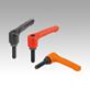 Clamping levers, die-cast zinc, flat with external thread, threaded pin black oxidised steel, inch