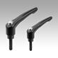 Clamping levers with external thread and protective cap, satin finish - inch