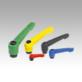 Clamping levers, plastic with internal thread and zinc toothed ring, threaded insert black oxidised steel, inch
