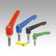 Clamping levers, plastic, with external thread and zinc toothed ring, threaded insert stainless steel - inch