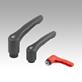 Clamping levers, plastic, with internal thread and safety function - inch