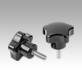 Five lobe grip, plastic (thermoset) with external thread, threaded insert steel or stainless steel, inch