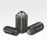 Spring plungers with slot and ball, steel, with thread lock - inch