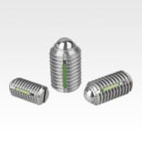 Spring plungers with slot and ball, stainless steel, with thread lock - inch