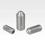 Spring plungers with hex socket and ball, stainless steel, with thread lock, inch