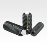 Spring plungers with hex socket and POM thrust pin, steel, with thread lock - inch