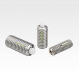 Spring plungers with hex socket and POM thrust pin, stainless steel, with thread lock, inch