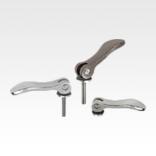 Cam levers, stainless steel, with internal and external thread, plastic-metal thrust washer stainless steel stud