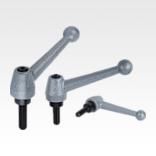 Clamping levers, steel with external thread, hammer tone enamelled, threaded insert black oxidised steel, inch