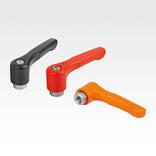 Clamping levers, die-cast zinc, flat with internal thread, threaded insert stainless steel, inch