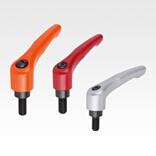Clamping levers, die-cast zinc with external thread, satin finish, threaded insert black oxidised steel - inch