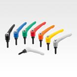 Clamping levers, die-cast zinc with external thread and protective cap, threaded pin black oxidised steel - inch