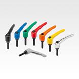 Clamping levers, die-cast zinc with external thread, threaded insert black oxidised steel - inch