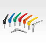 Clamping levers, die-cast zinc with external thread, threaded insert stainless steel - inch