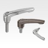 Clamping levers, electropolished or abrasive blasted stainless steel, with external thread, threaded insert stainless steel, inch