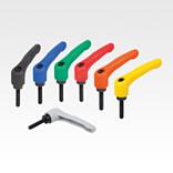 Clamping levers, plastic with external thread, threaded insert black oxidised steel, inch