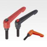 Clamping levers with push button with external thread, inch