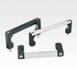 Pull handles, aluminium with plastic grip legs, mounted from front