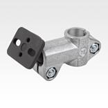 Tube clamps T-angle, aluminum with ball joint