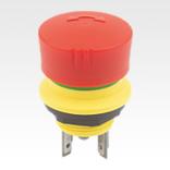 Emergency stop button, fitted version Ø 16.2 mm flat pin connector