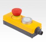 Emergency stop button with push button in Ø 22.3 mm housing "Minibox" connection M12