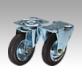 Sheet steel swivel and fixed castors with solid rubber tyres, standard version 