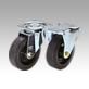 Sheet steel swivel and fixed castors with vulcanised-on elastic solid rubber tyres, standard version