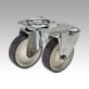 Steel plate swivel and fixed castors with abrasion resistant polyurethane tread, standard version