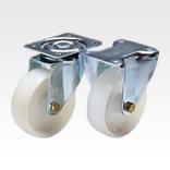 Steel plate swivel and fixed castors with polyamide wheels, standard version