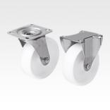 Swivel and fixed castors, stainless steel with polyamide wheels, standard version