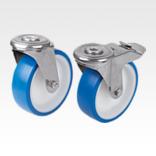 Swivel castors with bolt hole stainless steel for sterile areas