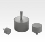 Rubber buffers stainless steel type D cylindrical with external thread, grey