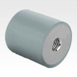 Rubber buffers stainless steel type C cylindrical with internal thread both sides, grey