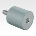 Rubber buffers stainless steel type B cylindrical with external thread and internal thread, grey