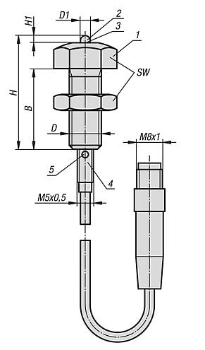 Stops adjustable, stainless steel with status sensor