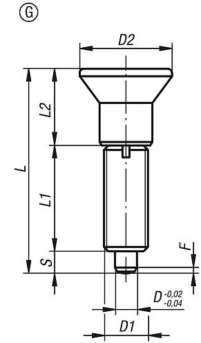 Indexing plungers, steel or stainless steel, without collar, with plastic mushroom grip and extended indexing pin, no locknut, inch