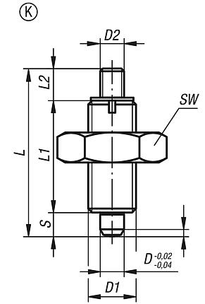 Indexing plungers, steel or stainless steel, without collar, with threaded pin and locknut - inch